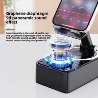 Soporte Multifuncional para Altavoz y Teléfono, Banco de Energía, Luz Ambiental, Soporte de Escritorio, Inalámbrico, Portátil, Giratorio, Mini
