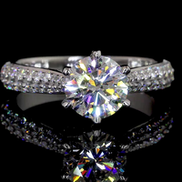 Bague de fiançailles en or 14 carats avec diamant rond de laboratoire et halo de diamants pavés, bijoux fins pour femme