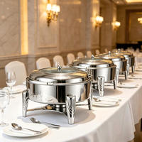 Chauffe-Plats Rond Commercial 6L en Acier Inoxydable – Plats de Présentation Chafing Dish pour Buffets, Réchauds de Buffet, Chauffe-Plats pour Banquets de Noël et Restaurants