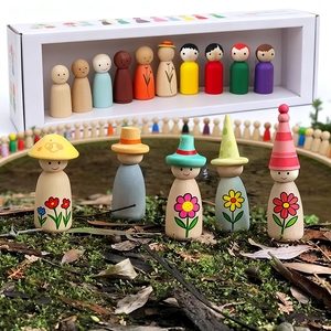 Figurines en bois peintes non finies, bois poli, 50 pièces, ensemble de poupées en bois DIY, assortiment - Product Image 6