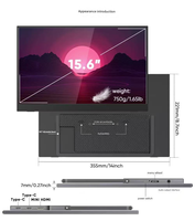 Monitor Portátil de 15.6 Pulgadas, Pantalla IPS 1080P HD con Cable USB-C HD para Juegos de PC y Portátiles, Diseño Ultrafino y Protección Ocular