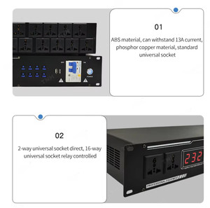 Controlador Secuenciador de Potencia Profesional de Audio de Alta Fidelidad de 16 + 2 Canales con Protección USB SC y Conexión en Cascada de 232 Controles - Product Image 4