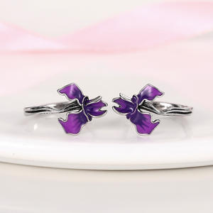 Orecchini a fiore in argento tibetano placcati in oro bianco, stile romantico per donna, orecchini pendenti a cerchio, gioielli alla moda - Product Image 6