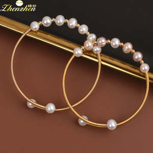 Bracelet jonc ajustable en perles d'eau douce blanches naturelles WENCHI pour femmes, vente en gros pour les fabricants - Product Image 2