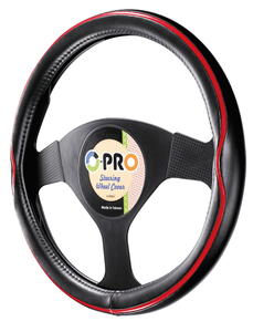Housse de volant en PVC personnalisée avec bord rouge, style sport, accessoire universel pour l'intérieur de la voiture - Product Image 1