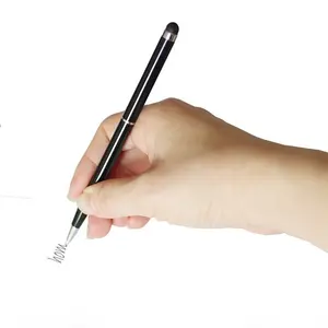En iyi fiyat 2 in 1 dokunmatik Stylus hediye tükenmez kalem ile ince Metal vücut tükenmez kalem için Tablet PC akıllı telefon