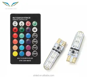 2pcs t10 5050 coloré lampe automatique Suppliers-Canbus T10 — lumières LED colorées pour l'intérieur de la voiture, ampoules stroboscopiques, sans fil, avec télécommande, 6 SMD 194 W5W, 1 lot
