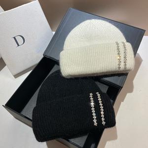 Chapeau d'hiver en laine douce pour femmes, respirant, chauffe-tête, luxueux, en tricot, en fourrure de <span class=keywords><strong>lapin</strong></span> <span class=keywords><strong>angora</strong></span>, avec strass - Product Image 2