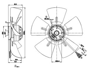 Ventilador Axial ebmpapst A4D300-AA04-02 de 300 mm, 68 W, 230 V CA, 0.28 A, 50/60 Hz, con Rodamiento de Bolas, para Equipos de Refrigeración - Product Image 4