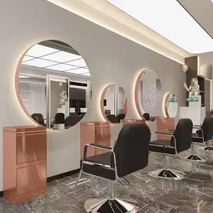 Nhôm Khung Tắm Trang Trí Bán Buôn Thắp Sáng Led Gương Trạm Barber Gương Đơn Vị Cho Tiệm Cắt Tóc Cửa Hàng