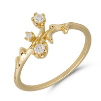Pabrik emosional 925 perak murni batu permata berlapis emas 14K Cabang bunga elegan bunga Moissanite cincin