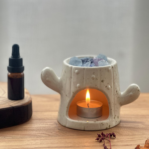Quemador de Aromaterapia de Porcelana con Forma de Cactus, Calentador de Aceites Esenciales, Fundidor de Cera, Quemador de Incienso con Forma de Planta, Estilo Minimalista - Product Image 3