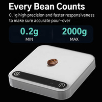 Balance à café intelligente Bluetooth DiFluid 2000g 0.1g, balance numérique blanche pour expresso, balance de cuisine pour barista, café, torréfacteur