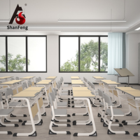Ensemble chaise et bureau individuels en bois en forme de C pour écolier, design ergonomique pour salle de classe et usage domestique