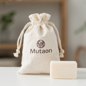 Tùy chỉnh in ấn nguyên bông gói túi tự nhiên bông vải dây rút xà phòng túi đóng gói với <span class=keywords><strong>logo</strong></span> - Product Image 1