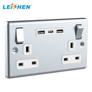 Anh Ổ cắm điện BS tiêu chuẩn Brass chrome đen người anh chuyển đổi điện đôi Anh USB tường ổ cắm với 2USBA + USBC - Product Image 4