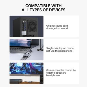 USB 3.5mm TRS Jack Audio Adapter with Dual Headphone/Microphone Jcks for Windows Mac Linux PS5 <strong>PS4</strong> - Product Image 6