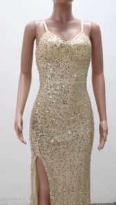 <span class=keywords><strong>Missord</strong></span> papillon manches étage longueur demoiselle d'honneur paillettes or Rose robes de soirée de mariage femmes soirée élégance - Product Image 6