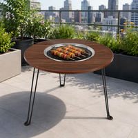 Table de foyer ronde en métal avec grille de barbecue, foyer multifonctionnel à bois, chauffage extérieur pour jardin, patio, cour