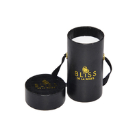 Boîte cadeau cylindrique noire en carton personnalisée, écologique et recyclable, avec logo estampé à chaud or, pour roses éternelles