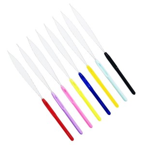 <b>Plastic</b> Handle Hair Extension Tool Threader Needle <b>Beading</b> Wig Hook Color Mixing Long Handled 8 Colors Set - Product Image 5