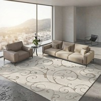 Tapis en polypropylène 8x10, collection Florida Shag, à poils longs, avec support en mousse, motif en spirale, couleur crème beige, anti-déchirure, facile à nettoyer
