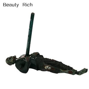 Porte-stylo tête <span class=keywords><strong>de</strong></span> mort, <span class=keywords><strong>Figurine</strong></span> <span class=keywords><strong>de</strong></span> collection, décoration d'halloween, demi-cercle décoratif - Product Image 1