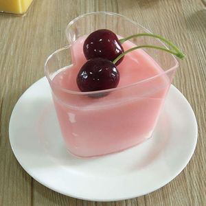 Vaso de Plástico Transparente en Forma de Corazón para Mousse, Postre, con Tapa Desechable de 130 ml, para <span class=keywords><strong>Helado</strong></span>, Pudín, Gelatina, Tiramisú - Product Image 1