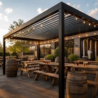 178 Model Pergola Besi Aluminium untuk Luar Ruangan, Paviliun Beratap Louvered yang Dapat Disesuaikan untuk Teras dan Taman