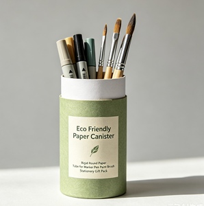 Boîte en papier écologique, tube en papier rigide rond pour stylo marqueur, pinceau, papeterie, coffret cadeau - Product Image 1
