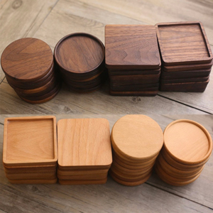 Sous-verres en bois de bambou, noyer et hêtre, ronds et carrés, gravés, style rustique, pour gravure laser, vente en gros, livraison gratuite - Product Image 1