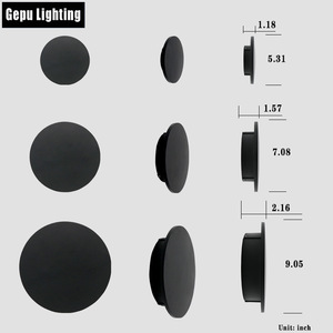 Applique murale extérieure ronde modulaire LED noire pour cour, balcon, salon - Product Image 2