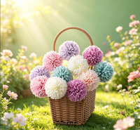 Bola Pompom Bunga Kamelia Sutra Buatan Tangan 50cm untuk Dekorasi Pernikahan, Paskah, Hari Valentine & Thanksgiving