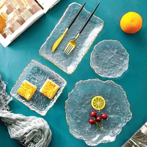 Hammer texture Series Special Irregular Wedding Decorations Glass Plates Salad fruit plate sashimi dessert plate