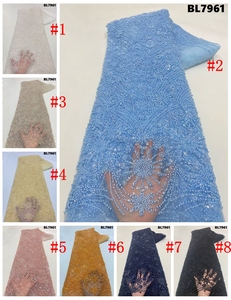 <span class=keywords><strong>Abito</strong></span> in Pizzo Francese di Lusso di Alta Qualità per Matrimoni Splendido Tessuto in Rete con Paillettes Nere Ricamate e Perline per Spose - Product Image 6