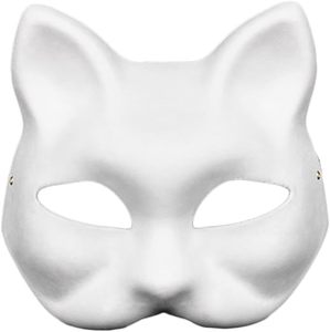 Bianco gatto bianco maschera pittura per i bambini vestire maschere fai <span class=keywords><strong>da</strong></span> te maschere di gatto per dipingere animali Cosplay Halloween Party Favor - Product Image 3