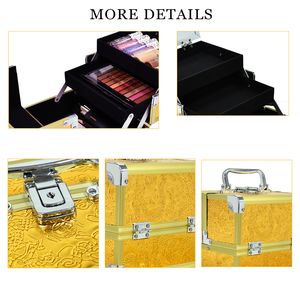Trousse de Maquillage de Voyage Personnalisable avec 4 Plateaux, Organisateur Cosmétique, Boîte de Rangement de Maquillage Verrouillable, <span class=keywords><strong>Valise</strong></span> de Maquillage - Product Image 5