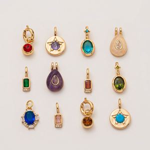 สร้อยคอจี้หินประจำเดือนเกิด 12 ราศี สแตนเลสแบบ DIY พื้นฐาน พร้อมเคลือบสีทอง 18K ด้วยระบบสุญญากาศในเตาเคลือบ - Product Image 1