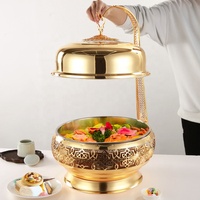 304 Edelstahl Buffet-Wärmer Gold 8L Isolierter Wärmebehälter für Hotel Restaurant Selbstbedienung Speisenwärmer Alkohol-Chafing-Dish