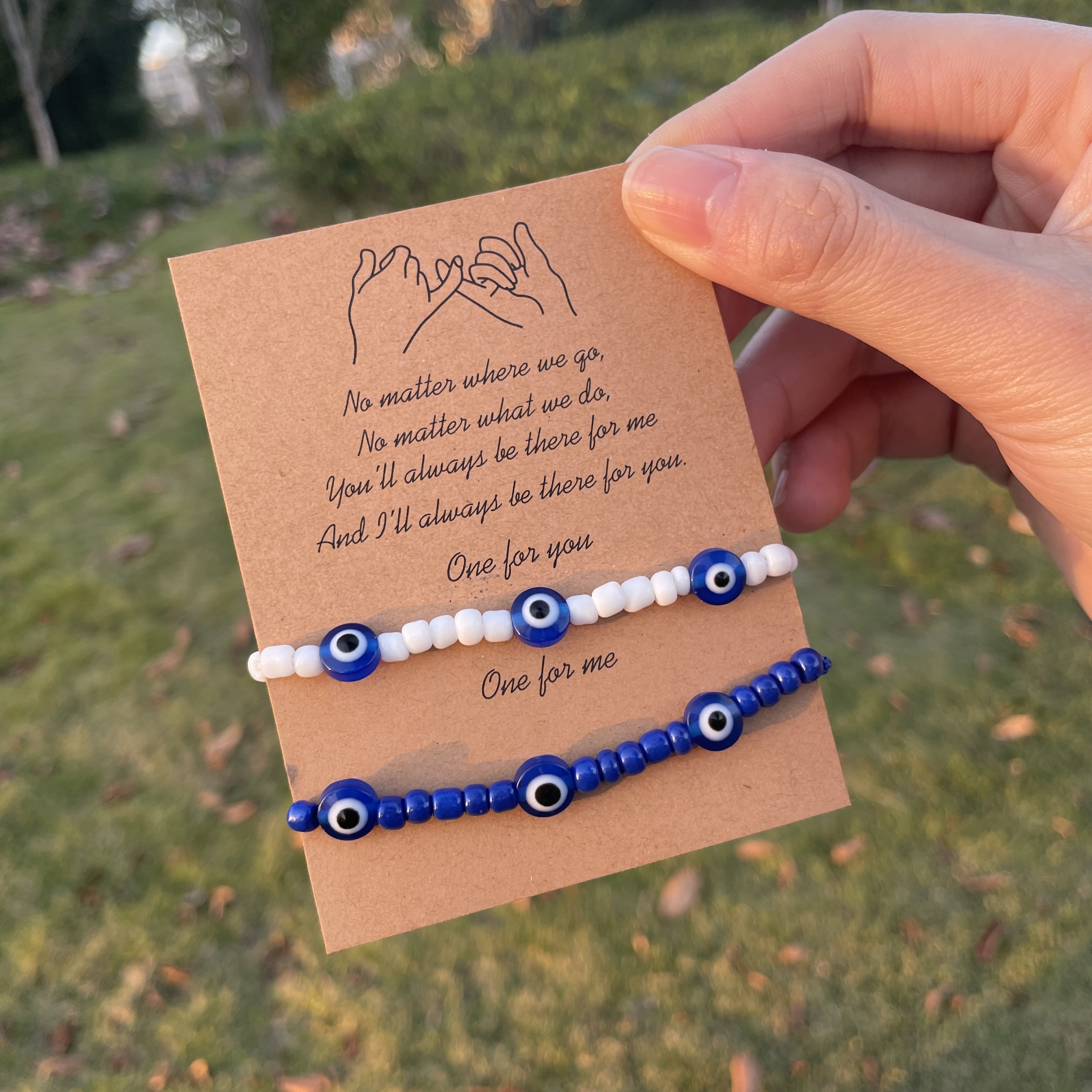 Matching Couples Evil Eye Bracelets – Stretchable Beaded Bracelets For Him & Her - View #4