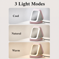 LED-Schminkspiegel Schmuckbox Tragbarer Reise-Schmuckorganizer 1200mAh Wiederaufladbar 3 Lichtfarben Aufbewahrungsbox für Frauen