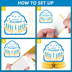 DAMAI 12 Piezas de Decoraciones de Panal de Abeja para el Festival Temático de Hanukkah Judío, Decoración de Mesa de Panal de Abeja para Feliz Hanukkah - Product Image 3