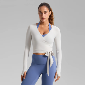 Women's Yoga Top Slim Fit Pilates Athletic Wear with Elastic Waist Breathable Gym clothes