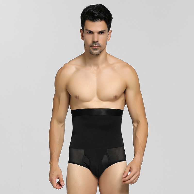 Men's Non-Slip Tummy-Control Shaping Brief (NY132): side profile showing zones and edge stability