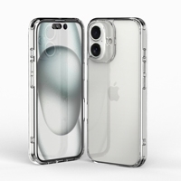 Pour le nouveau iPhone 16, coque de téléphone transparente anti-jaunissement en TPU+PC, coque de téléphone portable de luxe résistante aux chocs pour iPhone 16 Promax