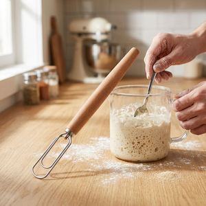 Fouet à pâte danoise en acier inoxydable avec manche en bois, design personnalisé, écologique, compatible lave-vaisselle et four, outil de pâtisserie de qualité alimentaire - Product Image 1