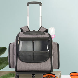 आधुनिक ठोस पैटर्न रोलिंग पेट वाहक बैग बैकपैक एयरलाइन ने जिपर को बंद करने की मंजूरी दी - Product Image 5