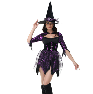 Abito Cosplay da <span class=keywords><strong>donna</strong></span> Plus Size viola gotico da <span class=keywords><strong>strega</strong></span> elegante <span class=keywords><strong>Costume</strong></span> elegante per Purim di carnevale o festa in Bar - Product Image 1