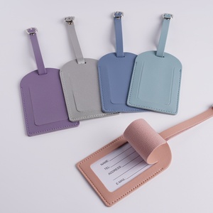 High Quality Simple Student Card Card Holder Embossed LOGO Customizing Accepted Air Travel Gift Luggage Tag PU <b>Leather</b> <b>Keychain</b> - Product Image 1