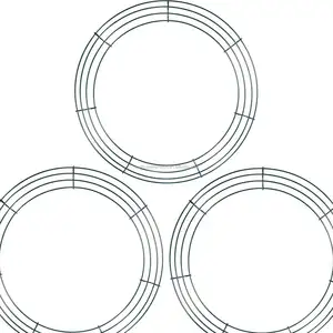 도매 와이어 화환 프레임 작업 화환 공급 4 코일 금속 반지 14 인치 와이어 화환 프레임 크리스마스